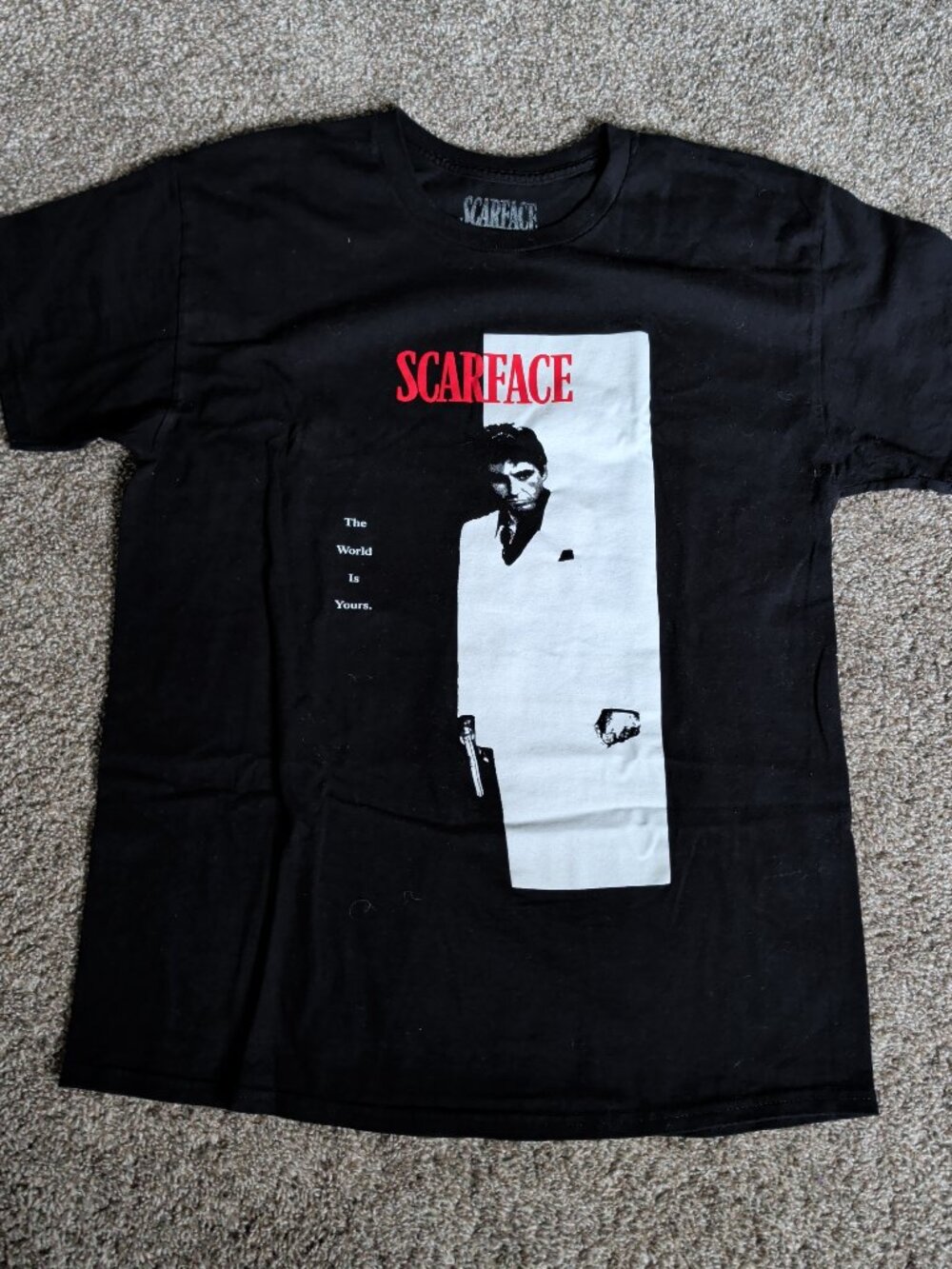 Scarface "The World is Yours." Size Large Black Movie Promo Modern Short Sleeve